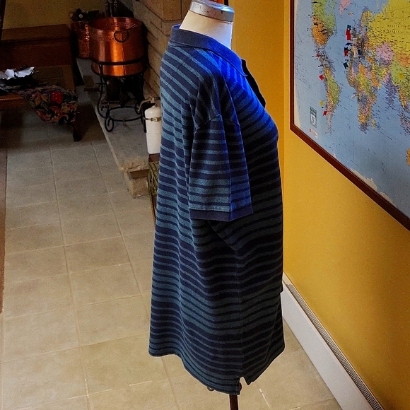 George Men's Large short sleeves Polo with blue stripped pattern - Picture 6 of 10